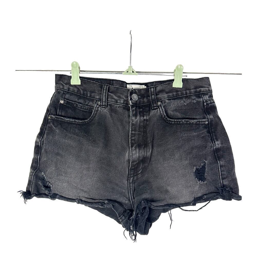 IZZUE Distressed Charcoal Black Gray Cutoff Denim Shorts - Sz 29